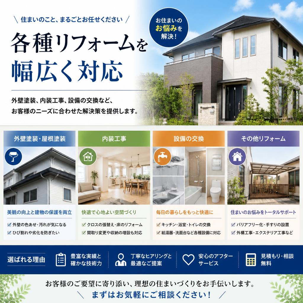 幅広いリフォームメニュー