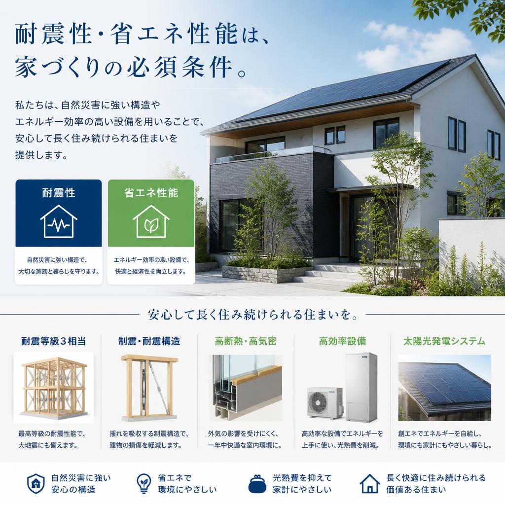 耐震性と省エネ性能にこだわる