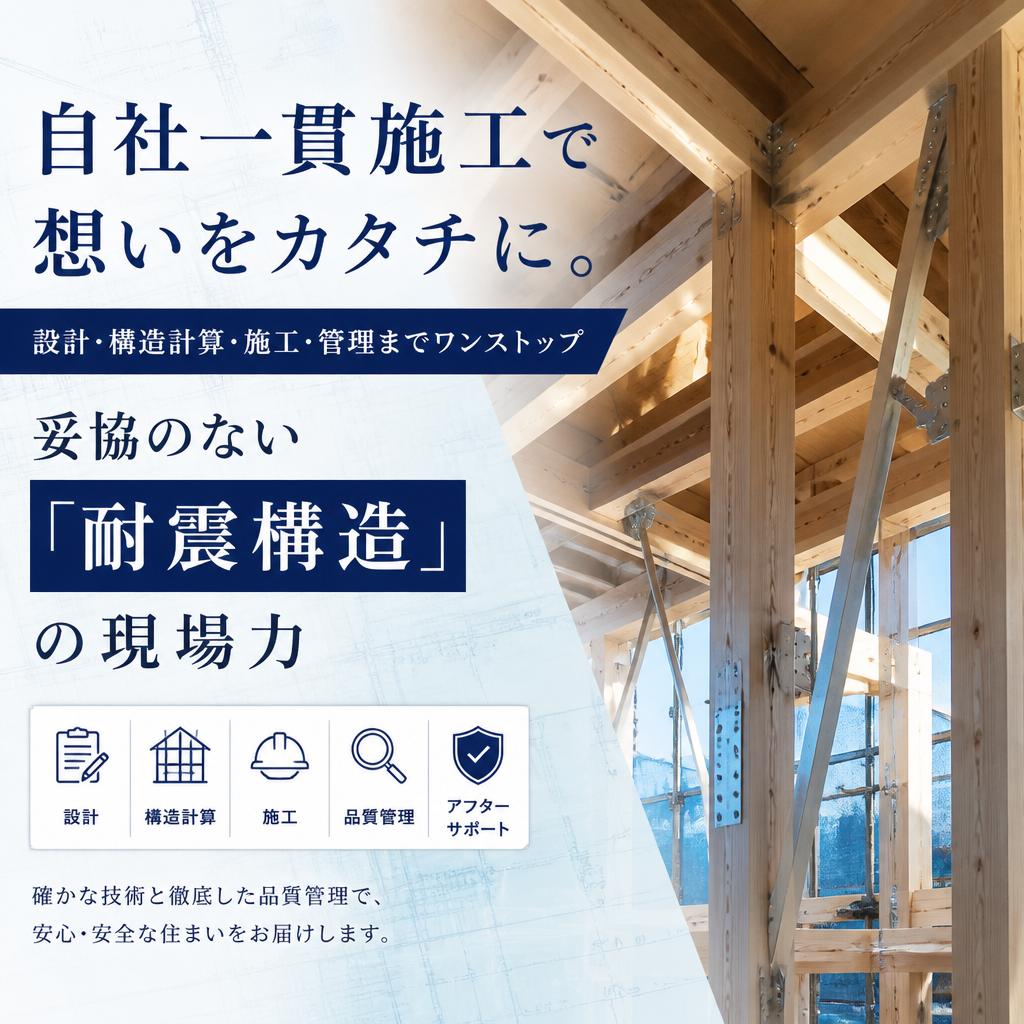 自社一貫施工で想いをカタチに。妥協のない「耐震構造」の現場力