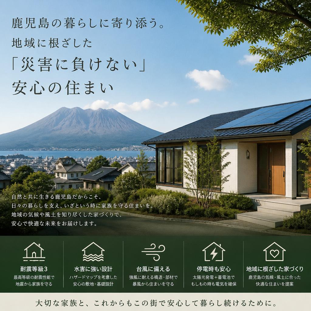 鹿児島の暮らしに寄り添う。地域に根ざした「災害に負けない」安心の住まい