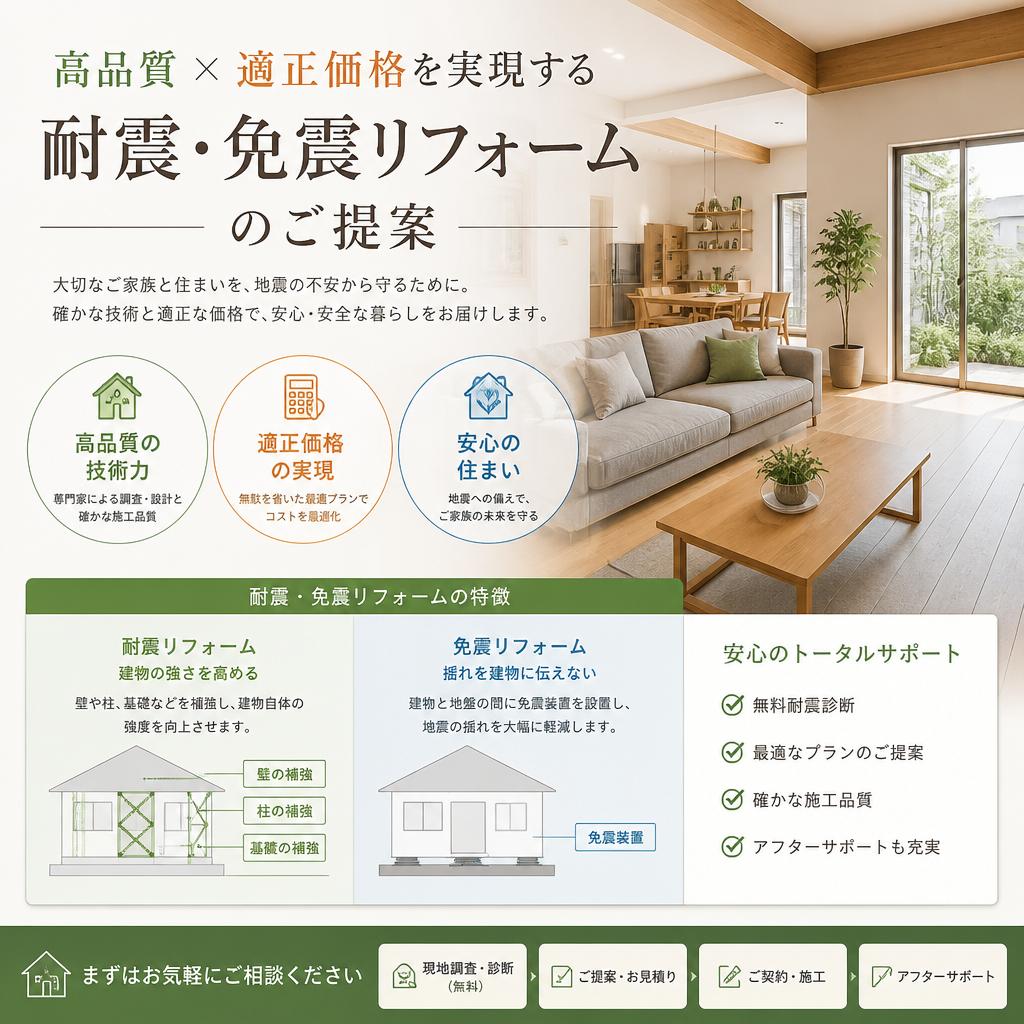 高品質×適正価格を実現する耐震・免震リフォームのご提案